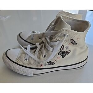Converse Chuck Taylor Butterflies All Star Youth Kids Size 1 Off White Cute